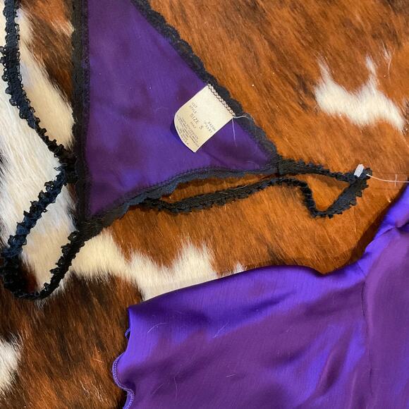 vintage satin Shirley Of Hollywood Sheer Mesh Lace Up Tie Bust W/ Thong Size S - Picture 6 of 9